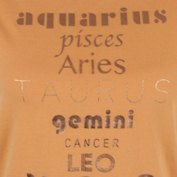 Madewell Women's Small Orange & Gold Zodiac Graphic Crewneck Short Sleeve Tee - Picture 6 of 10